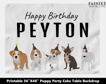 Boys Puppy Dog Birthday Banner Printable Party Backdrop Sign Digital File Adopt a Pet Adoption Photo Prop Backdrop Pawty PWL18BW