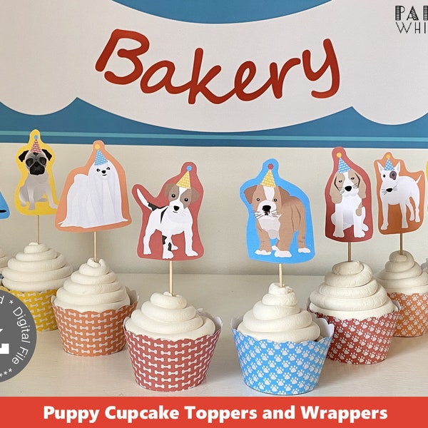 Dog Cupcake Topper Printable Boys Cupcake Toppers Printable Puppy Cupcake Toppers Dog Theme Cupcake Toppers Puppy Party Cupcakes PWL18