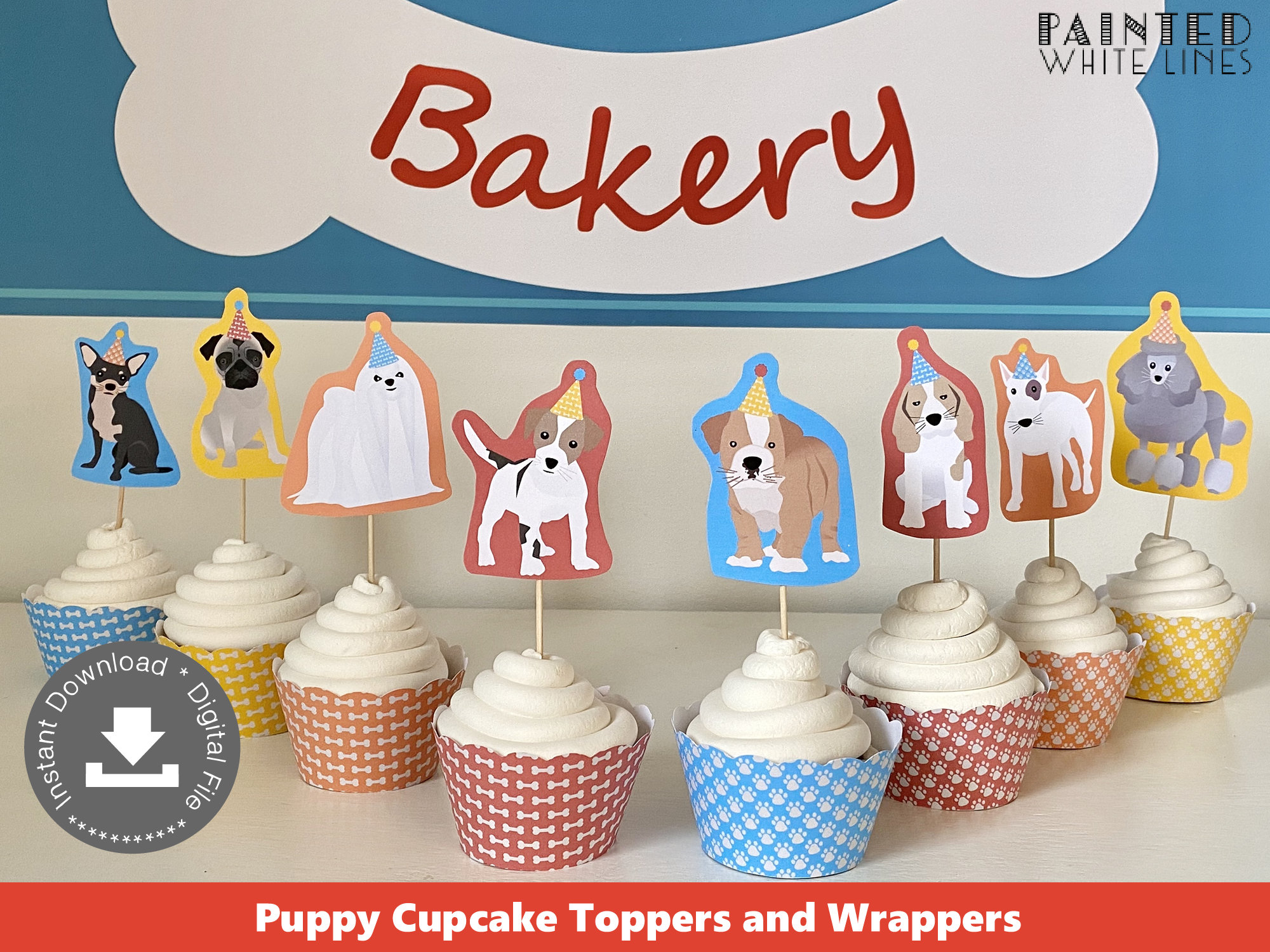 Dog Cupcake Topper Printable Boys Cupcake Toppers Printable | Etsy