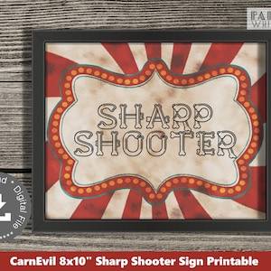 Sharp Shooter Halloween Party Game Sign Haunted Carnival Sign Halloween Carnival Scary Carnival Game Sign Haunted Circus Signage Scary PWL24