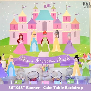 Princess Party Birthday Banner Castle Party Decorations Backdrop Sign Digital File Girl Photo Prop Backdrop Printable PWLPR