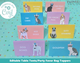 Adopt a Pet Party Food Labels Printable Girls Party Favor Template Adopt a Pet Birthday Party Pet Adoption Birthday Party Printables PWL4