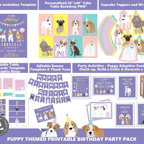 Puppy Party Signs Printable Instant Download Adopt a - Etsy