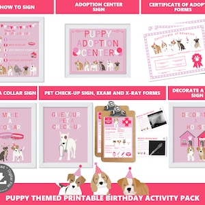 Adopte un paquete de estación de adopción de cachorros Actividades de fiesta de cachorros Centro de adopción de cachorros Archivos imprimibles digitales Descarga instantánea PWL20