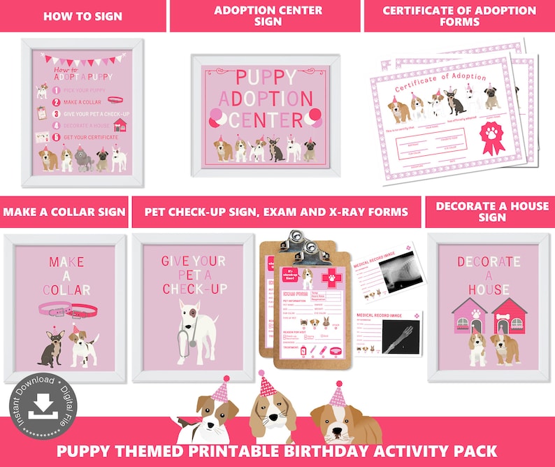 Adopt a Puppy Party Activities Puppy Adoption Station Package Puppy Adoption Center Digital Printable Files Instant Download PWL20 image 1