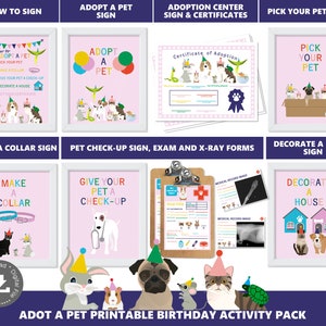 Adopt a Pet Party Activities Pet Adoption Station Package Pet Adoption Center Digital Printable Files Instant Download Kids Birthday PWL3