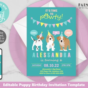 Puppy Dog Invitation Template Download Dog Party Invitation Puppy Party Invite Dog Birthday Party Invitation Dog Theme Party Corjl PWL6