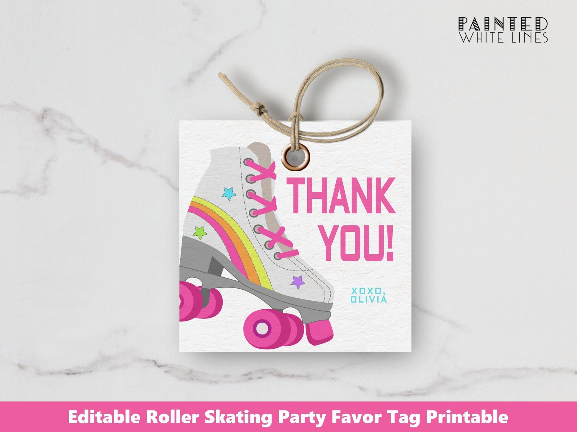 Printable Roller Skate Theme Party Favor Tags / Roller Skates 