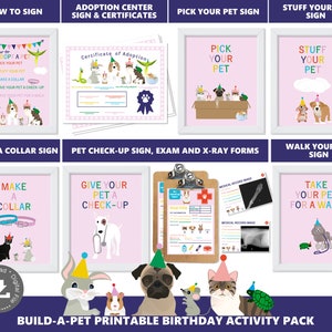 Build a Pet Party Activities Pet Adoption Station Package Center Stuff a Pet Party Digital Printable Files Instant Download PWL3