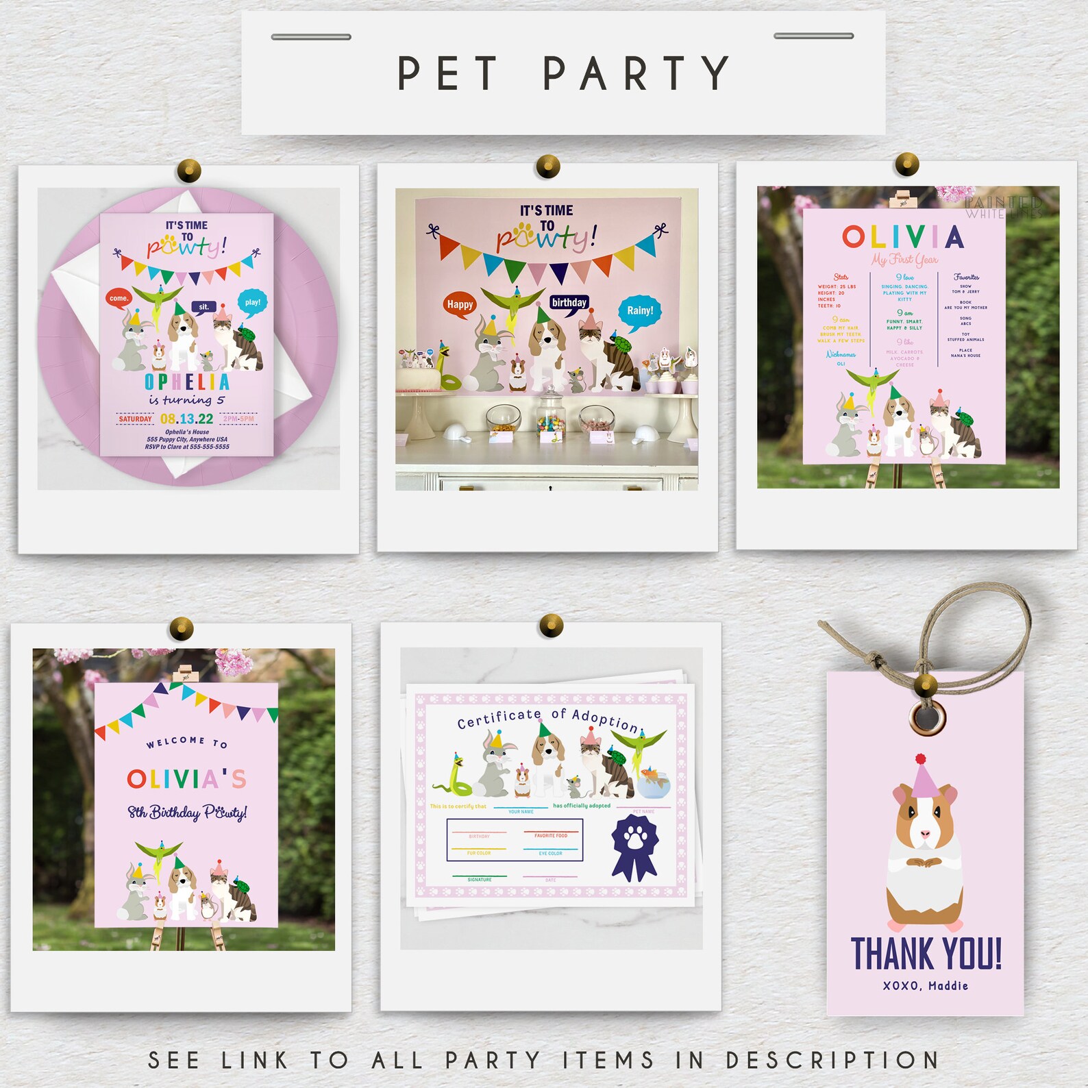 Pet Adoption Certificate Pet Adoption Party Printable Girls Birthday ...