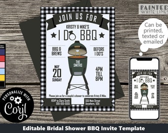 I Do BBQ Bridal Shower Invitation Template BBQ Invite Couples Shower Backyard Barbeque Wedding Party Invite Barbecue Invitation PWL8B