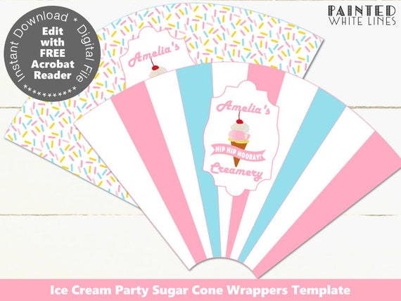 Download Ice Cream Cone Wrappers Printable Ice Cream Wrappers Ice Cream Etsy