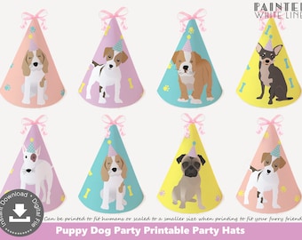 Dog Party Hat Printable Dog Hat Puppy Party Dog Party Decor Dog Birthday Puppy Party Girls Birthday Party Idea instant download PWL6 PWL25