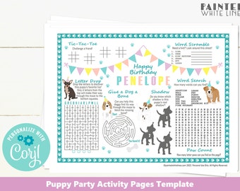 Puppy Dog Party Birthday Activity Kids Activity Sheet Printable Editable Template Coloring Sheet Activity Pages Kids Coloring Sheet PWL6