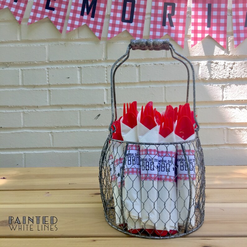 Printable Backyard BBQ Napkin Ring Template BBQ Napkin Etsy