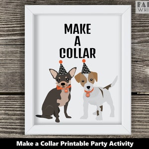 Printable Make a Collar Sign Party Games Birthday Puppy Birthday Dog Birthday Kids Girls Boys Birthday Birthday Party Decorations PWL18BW