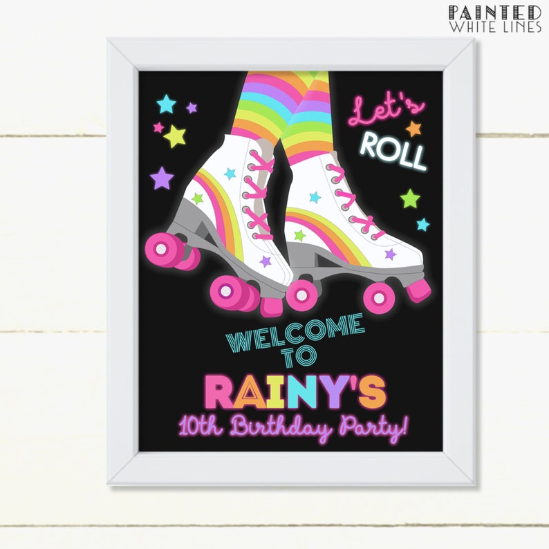 Printable Roller Skating Party Invite Roller Skate Birthday Invitation Textable Emailable Birthday Party Invitation Template Girls PWL9B image 3