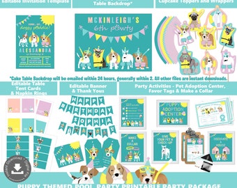 Puppy Dog Pool Party Theme Doggy Paddle Pool Party Birthday Invitation Pool Party Decorations Adopt a Dog Party Invitation Printables PWL13