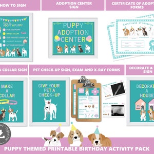 Adopte un paquete de estación de adopción de cachorros Actividades de fiesta de cachorros Centro de adopción de cachorros Archivos imprimibles digitales Descarga instantánea PWL6