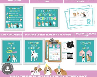 Adopt a Puppy Party Activities Puppy Adoption Station Package Puppy Adoption Center Digital Printable Files Instant Download PWL6