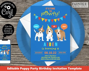 Boys Dog Invitation Template Download Dog Party Invitation Puppy Party Invite Dog Birthday Party Invitation Dog Theme Party Invite PWL18