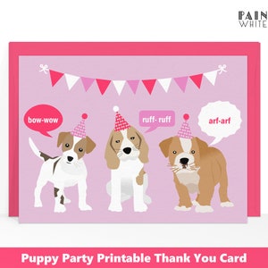 Tarjetas de agradecimiento para perros Descarga instantánea Imprimibles para fiestas de perros Gracias imprimibles Adoptar una fiesta para perros Notas de agradecimiento Suministros para fiestas de cachorros PWL20
