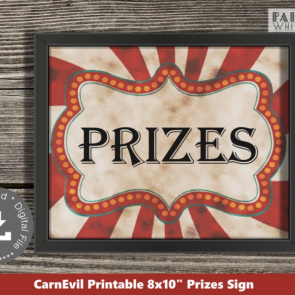 Halloween Carnival Game Prizes Sign Haunted Carnival Sign Sign Carnival Scary Carnival Game Sign Haunted Circus Party Signage PWL24