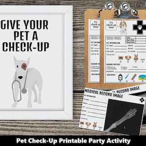 Pet Vet Printable Adopt a Puppy Dog Party Games Pet Check-Up Party Games Pet Birthday Adopt a Pet Kids Girls Boys Birthday PWL18BW