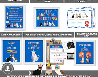 Boys Cat Party Adopt a Kitty Cat Activities Cat Adoption Station Package Kitty Adoption Center Digital Printables Instant Download PWL19