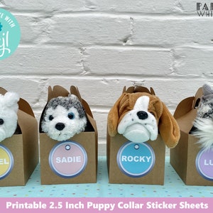 Puppy Party Stickers 2.5 Inch Round Labels Avery 22803 Puppy Party Favor Printable Instant Download Adopt a Puppy Party Gift Tags PWL6 PWL25