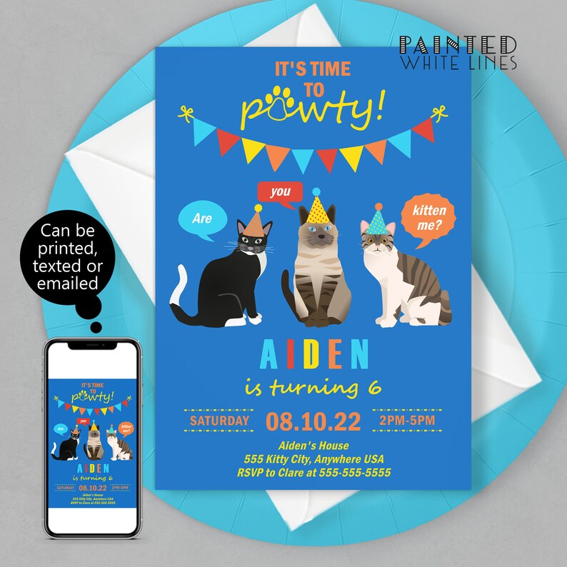 Birthday Cat Party Stats Board Printable 8x10 16x20 Milestone Poster Sign Boy Any Age First Birthday Editable Template Bonfire PWL19 image 4