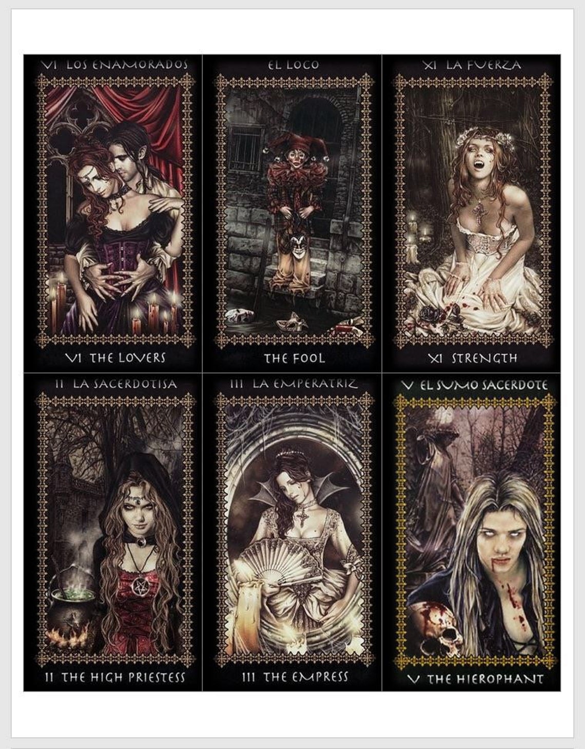 Gothic tarot deck. Vampires tarot. Printable tarot cards. Etsy