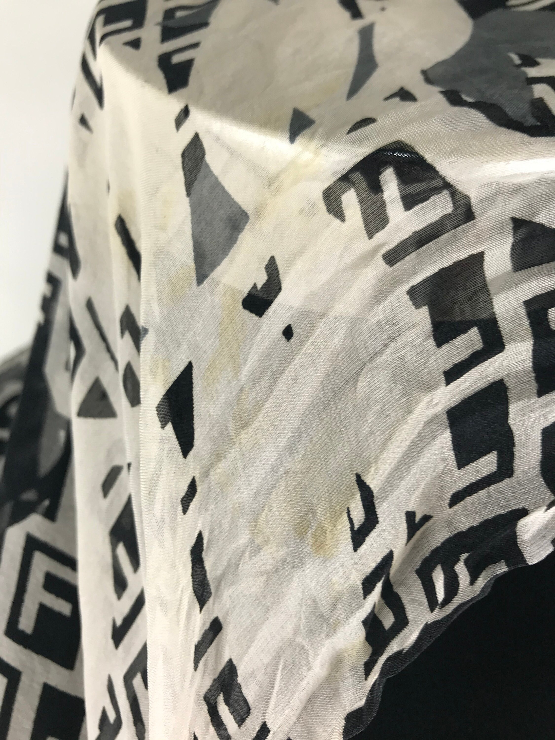 Fendi Monogram silk wrap scarves gift black and white / long | Etsy