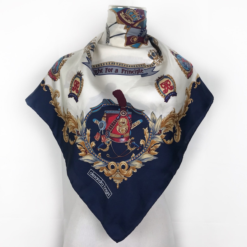 Alesandra Bagni silk scarf vintage scarves gift for her R size 34 inches