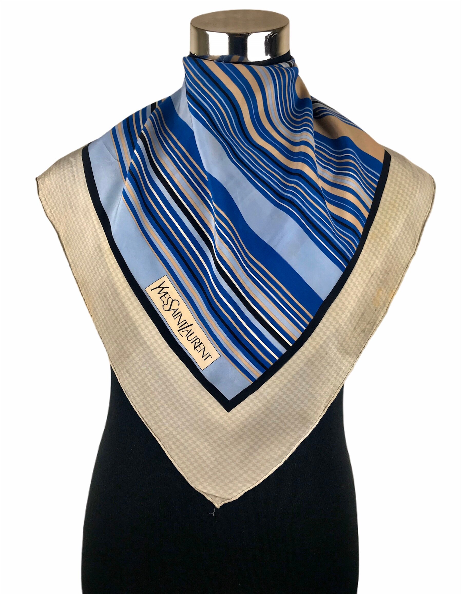 Yves saint laurent silk scarf vintage scarves gift ss size 34 Etsy