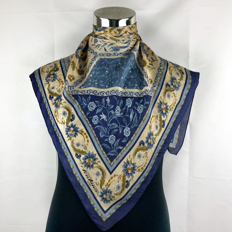 Sorelle Fontana Roma silk scarf vintage scarves gift q size 34 | Etsy