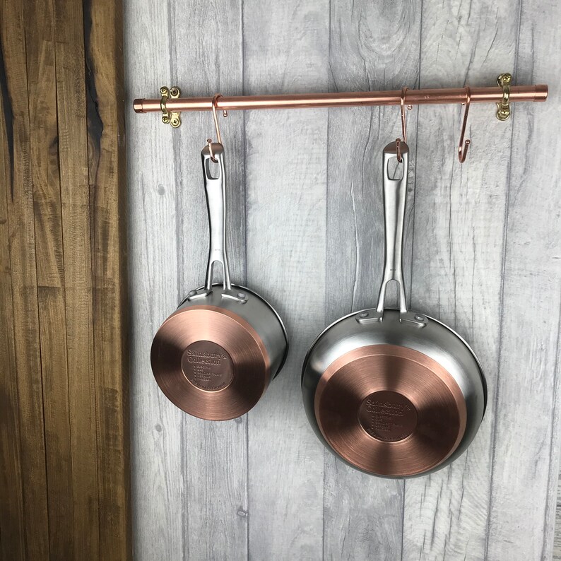 Kitchen Accessory Copper Pan Hanger Utensil Rail Rack Etsy
