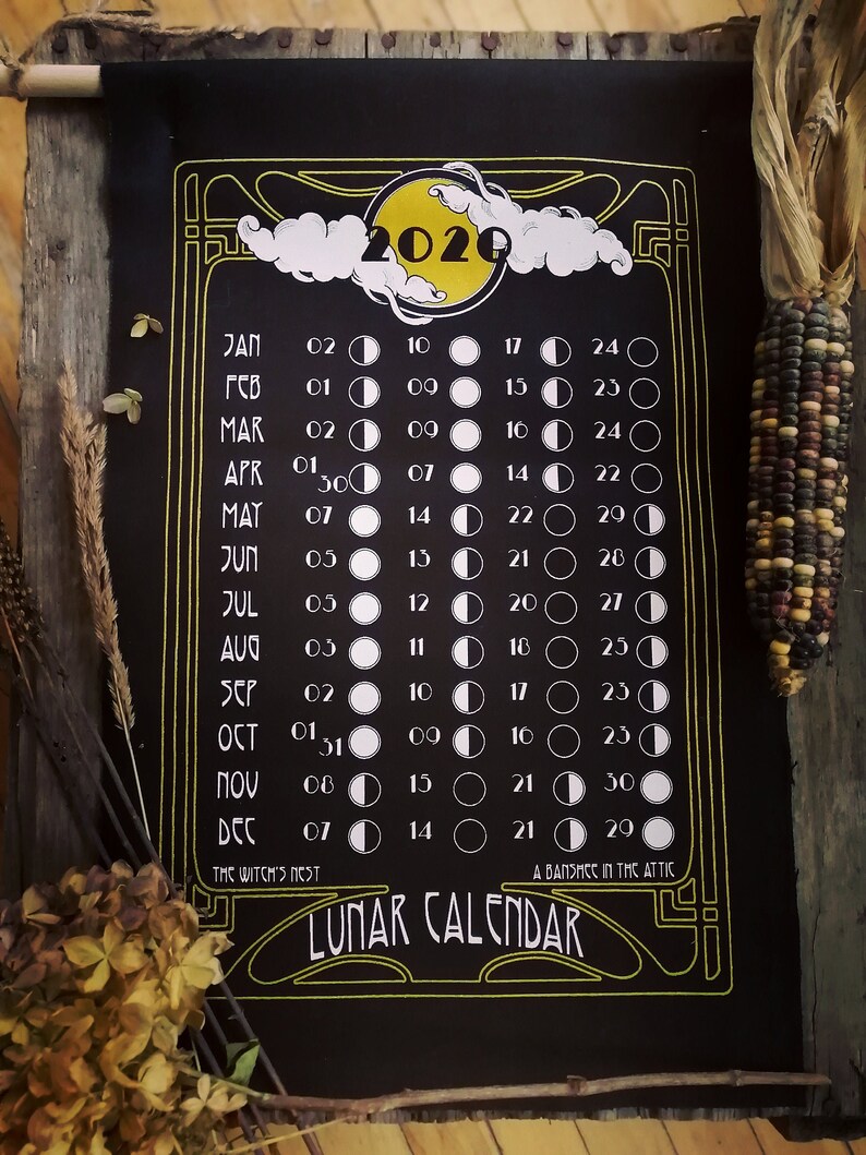 2020 Moon Calendar Lunar Calendar A Banshee in the Etsy