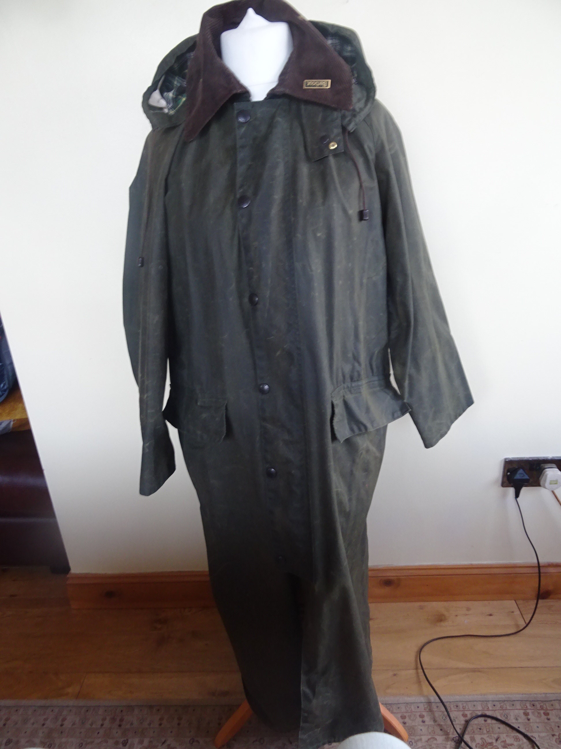 Vintage Green Waxed Barbour Burghley Full Length Riding Coat - Etsy