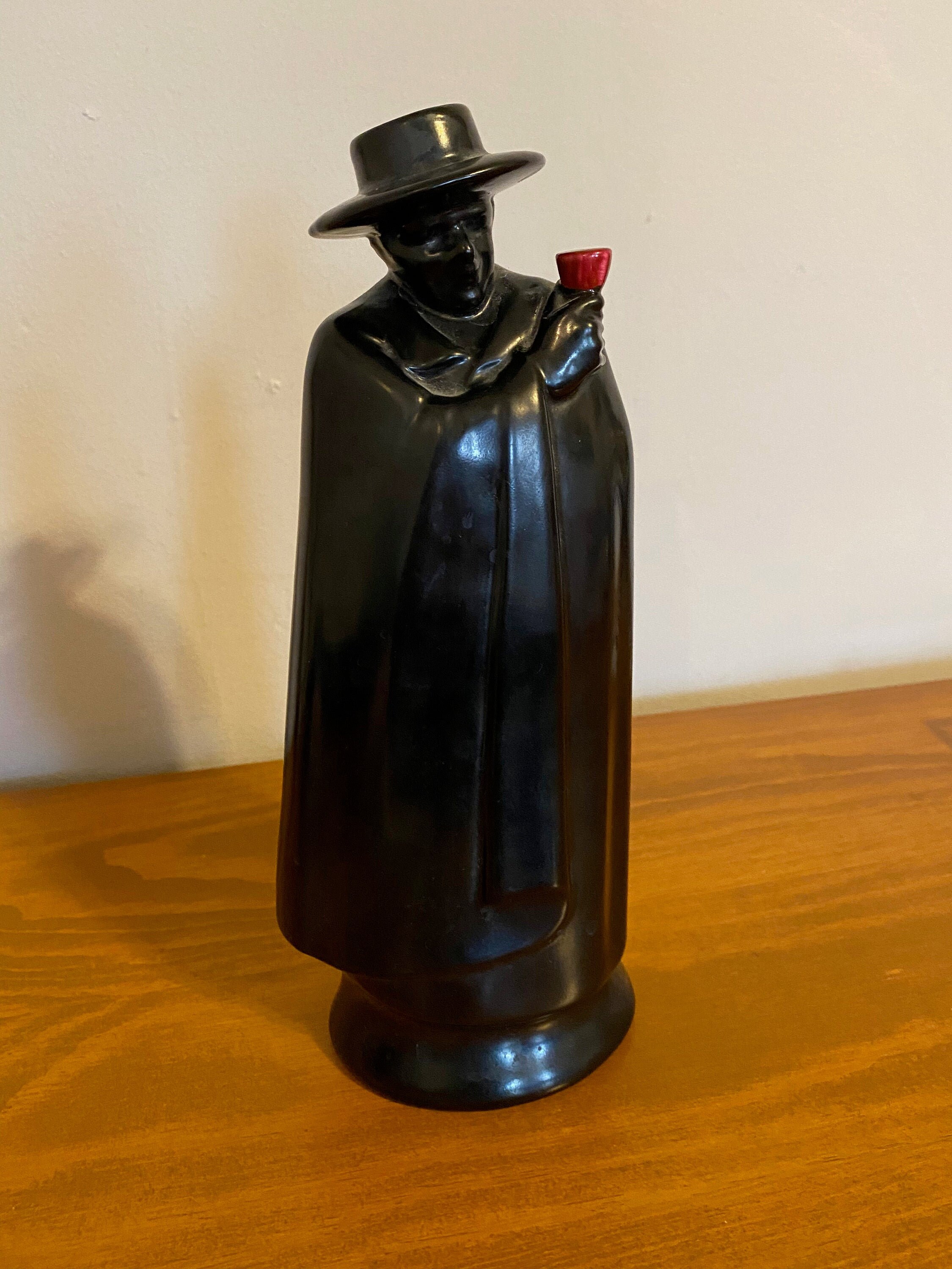 Vintage Sandeman Tawny Port Decanter Black Ceramic Figurine Etsy