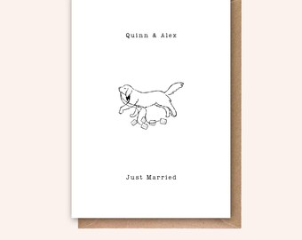Personalised Wedding Card, Dog Wedding Card, Just Married Card, Custom Couple Names, Congratulations Card, Newlywed Gift, Minimalist