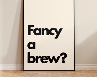 Póster "Fantasy a brew", lámina tipográfica, arte del café, lámina del té, decoración de pared de cocina, arte con eslóganes, diseño divertido, arte retro, A4 A3 A2 A1, SIN MARCO