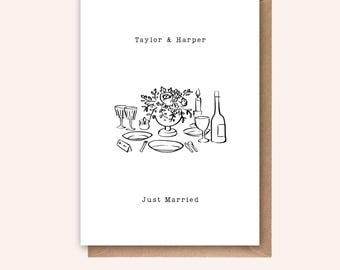 Personalised Wedding Card, Wedding Table Card, Just Married Card, Custom Couple Names, Congratulations Card, Newlywed Gift, Minimalist