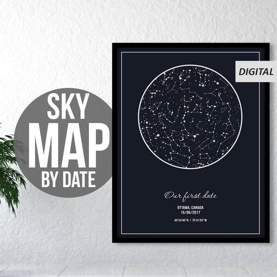 Carte étoile Personnalisée Ciel étoile Personnalisé Carte Du Ciel Personnalisée Star Carte Numérique Personnalisé Constellation Carte