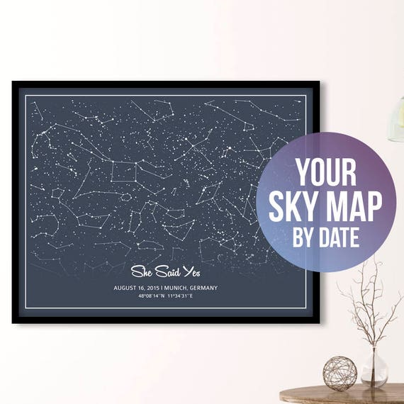 Carte Des étoiles Carte Du Ciel Personnalisée Carte Des étoiles Personnalisée Carte Du Ciel Carte Des étoiles Carte De Constellation