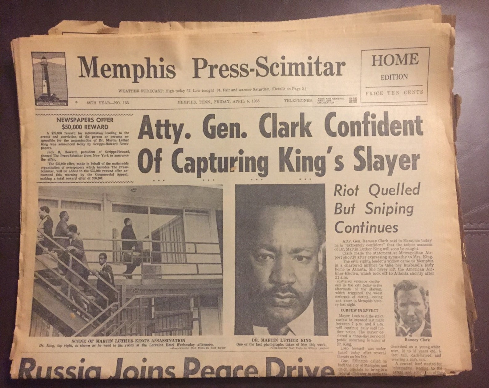 Assassination of Martin Luther King Jr April 5 1968 Original | Etsy