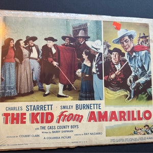 Tarjeta de lobby de 1951, The Kid From Amarillo, Charles Starrett, Smiley Burnette, #51/481