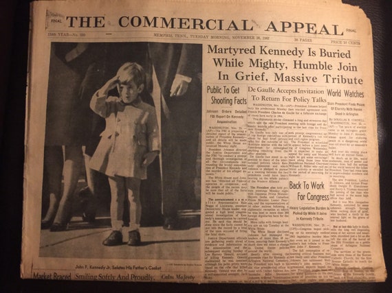 John F Kennedy Funeral Newspaper November 26 1963 The Etsy