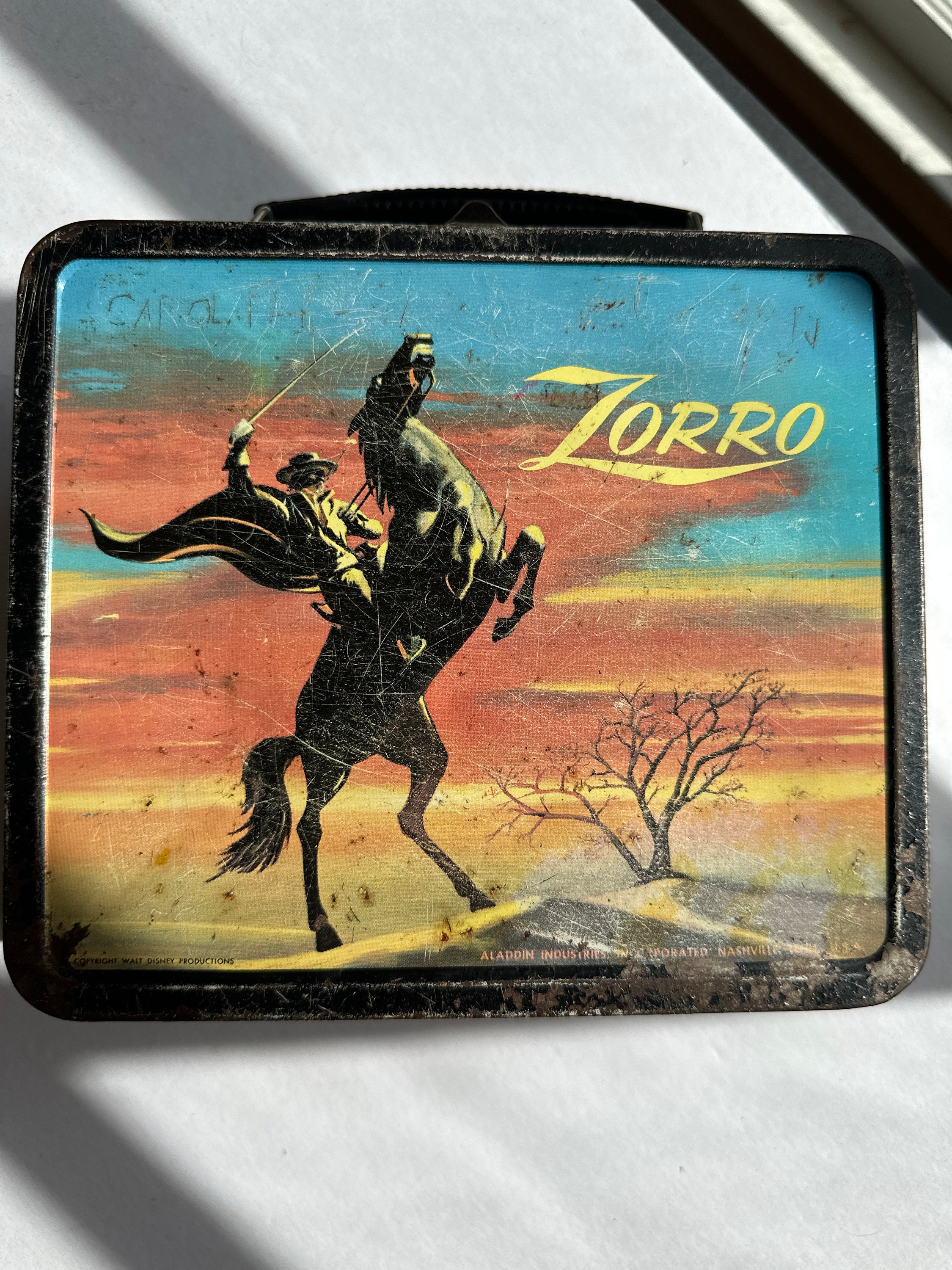 1958 Zorro Metal Lunchbox, Allison, Walt Disney, Nashville, Tenn