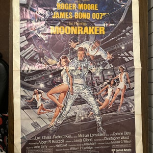 Moonraker, póster de película original de estreno en cines vintage de 1979, 27 x 41, una hoja